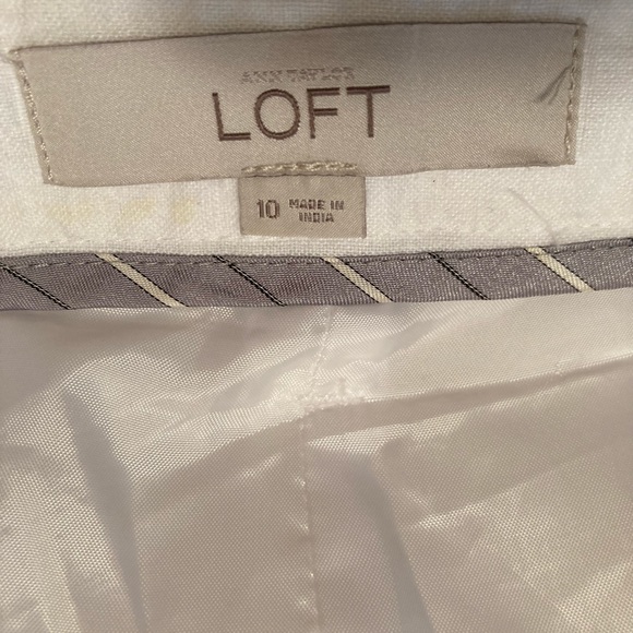 LOFT white linen shorts with tie belt - Picture 3 of 8